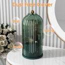 Axooms 360° Rotating Makeup Brush Holder with Sliding Dust Cover, Clear Dust-Resistant Organizer for Vanity and Bathroom, Gray