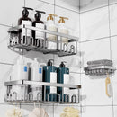 Veken Shower Caddy 6-Pack, Bathroom Organizers and Storage Shelves, Black | Advanced Rustproof Design, Large Capacity, No Drilling, Adhesive Rack with Soap Holder, Wall-Mounted Kitchen & Home Decor