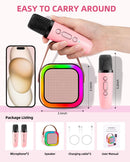 Anliuanliu Karaoke Machine for Kids & Adults - Portable Bluetooth Karaoke Speaker with 2 Wireless Microphones, Birthday Gifts for Boys & Girls Ages 3-12+ (Pink)