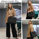 Axooms Women's 15.6-Inch Water-Resistant PU Leather Laptop Tote Bag for Work and Office