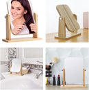 Axooms Vanity Mirror with Bamboo Stand, 360° Rotating Portable Tabletop Makeup Mirror for Office, Bathroom & Bedroom (Square)