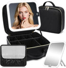 Axooms Travel Makeup Case with LED Mirror, 3 Light Modes, Adjustable Brightness and Removable Dividers
