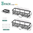 Veken Shower Caddy 6-Pack, Bathroom Organizers and Storage Shelves, Black | Advanced Rustproof Design, Large Capacity, No Drilling, Adhesive Rack with Soap Holder, Wall-Mounted Kitchen & Home Decor