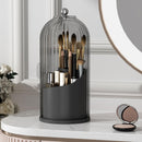 Axooms Makeup Brush Holder with 360-Degree Rotating Cover, Transparent Dustproof Vanity Organizer