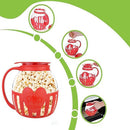 Axooms Microwave Popcorn Maker, Borosilicate Glass Microwave Popcorn Popper, Dishwasher Safe, Great for Gatherings, Parties and Picnics - Red