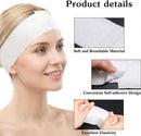 Axooms  30PCS Disposable Spa Facial Headbands Stretch Non-Woven Headband Wrap with Adjustable Magic Tape Elastic Soft Skin Care Hair Band for Women Girls Salons Beauty Esthetician(White)