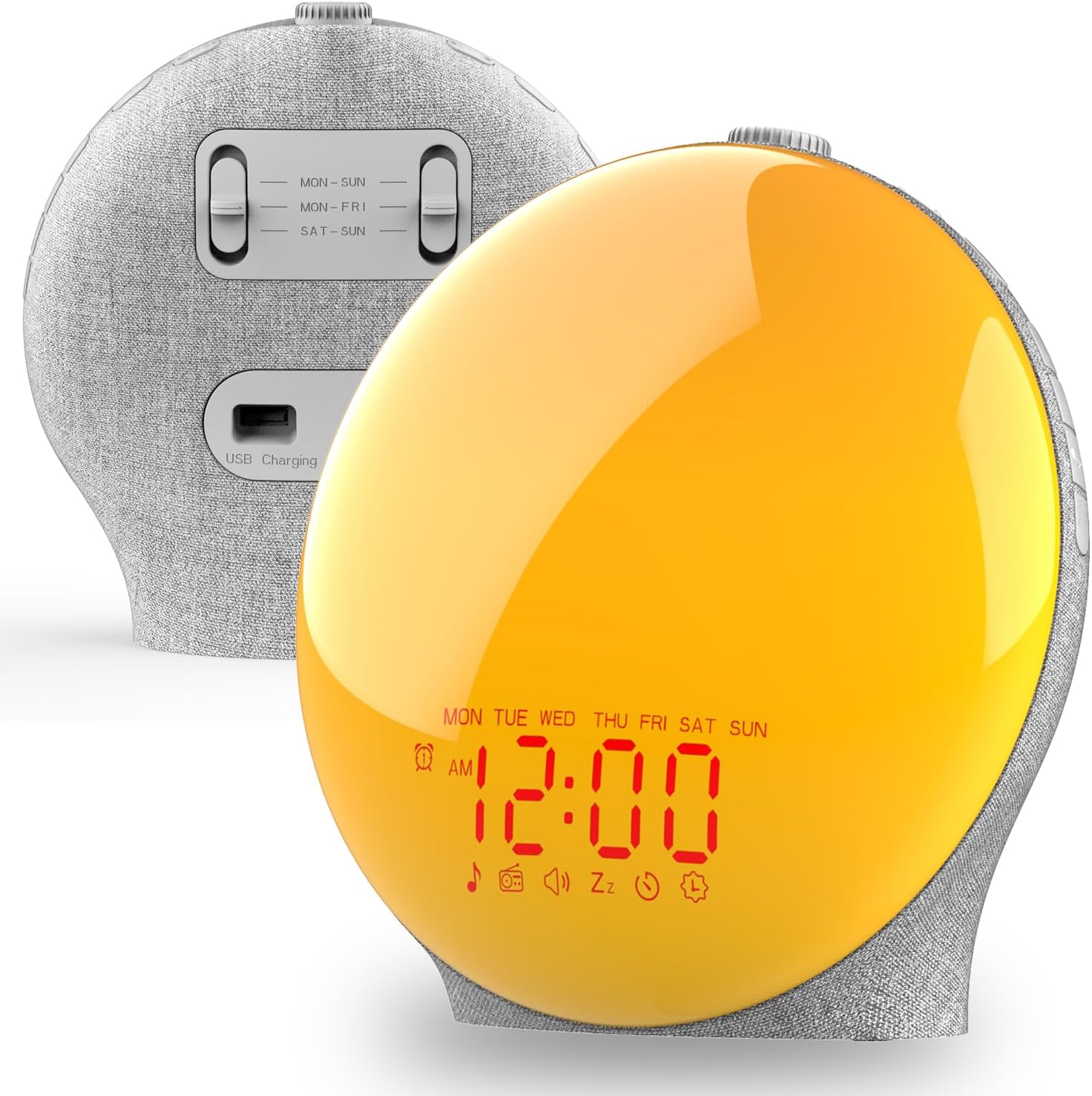 Wake Up Light Sunrise Alarm Clock – Dual Alarms, Snooze, FM Radio, 7 Colors, 7 Natural Sounds, Nightlight/Daylight – Great for Kids & Heavy Sleepers