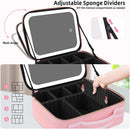 Axooms Travel Makeup Case with LED Mirror, 3 Light Modes, Adjustable Brightness and Removable Dividers