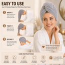 Axooms Microfibre Hair Towel Wrap, 100x60cm Grey Waffle Hair Turban, Super Absorbent Quick Dry Hair Wrap Towel, Anti-Frizz Soft Microfibre Towel for Women Girls Curly Long Thick Wet Hair