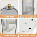 Axooms 360° Rotating Makeup Brush Holder with Sliding Dust Cover, Clear Dust-Resistant Organizer for Vanity and Bathroom, Gray