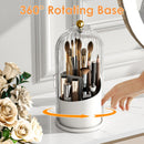 Axooms Makeup Brush Holder with 360-Degree Rotating Cover, Transparent Dustproof Vanity Organizer