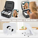 Axooms Travel Makeup Case with LED Mirror, 3 Light Modes, Adjustable Brightness and Removable Dividers