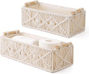 Axooms Storage Baskets, Handwoven Cotton Rope Boho Organizer Bins with Wooden Handles, Set of 2