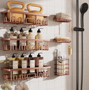 Veken Shower Caddy 6-Pack, Bathroom Organizers and Storage Shelves, Black | Advanced Rustproof Design, Large Capacity, No Drilling, Adhesive Rack with Soap Holder, Wall-Mounted Kitchen & Home Decor