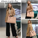 Axooms Women's 15.6-Inch Water-Resistant PU Leather Laptop Tote Bag for Work and Office