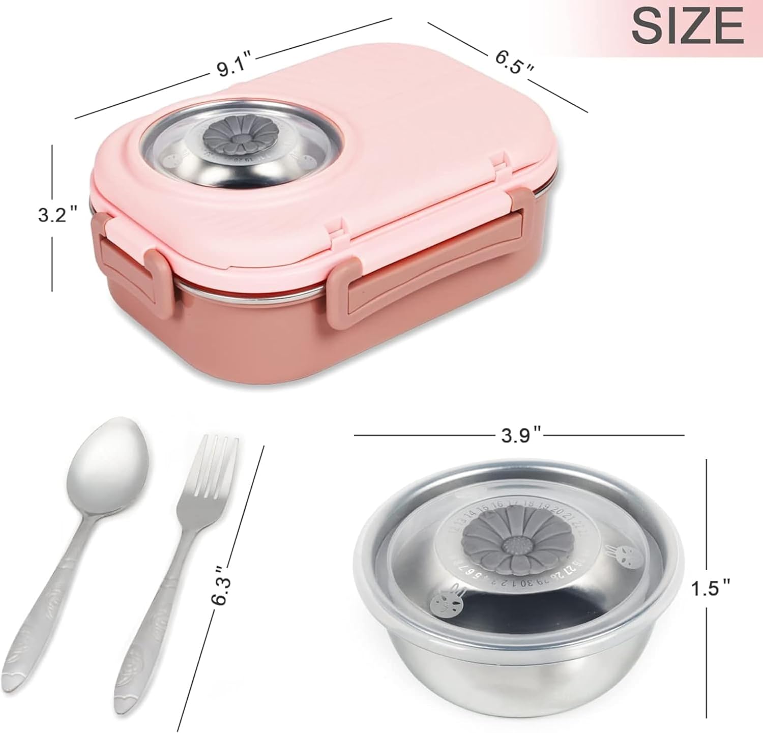 Axooms Stainless Steel Bento Lunch Box (1000 ml) – 3-Compartment, Leak-Proof with Sauce Bowl, Fork & Spoon | Stackable, BPA-Free, Dishwasher Safe