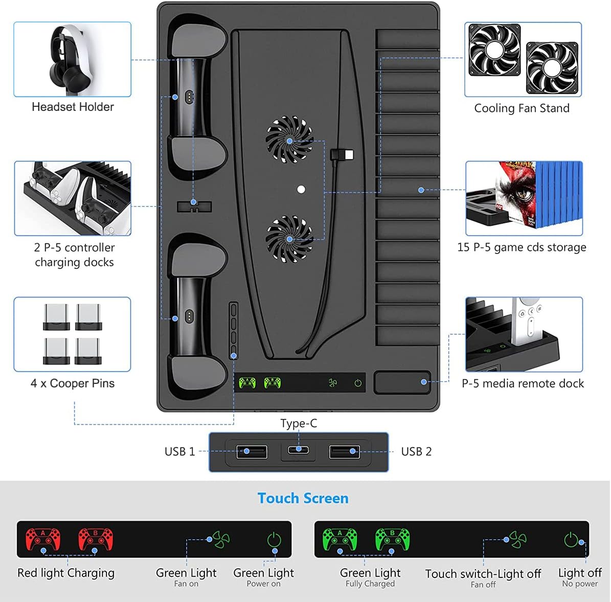 Vertical Cooling Stand for PS5 Digital Edition