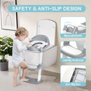 Axooms Potty Training Toilet with Step Ladder, Foldable Non-Slip Training Seat for Boys and Girls, Splash Guard, Soft Cushion, and Safety Handles, Gray