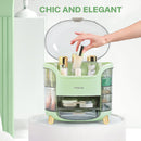 Axooms Makeup & Skincare Storage Organizer with Drawers and Waterproof, Dustproof Cover for Bedroom, Bathroom & Countertop, Green
