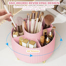 Axooms 360° Rotating Makeup Organizer, 5-Compartment Makeup Brush Holder for Bedroom and Bathroom Vanities, Office Stationery Storage and Desktop Pen Holder, Black