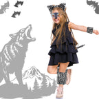 Axooms 7-Piece Werewolf Costume Kit — Ears Headband, Mask, Tail (44 cm), Gloves & Leg Warmers | Soft Plush, One-Size, Easy Dress-Up