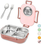 Axooms Stainless Steel Bento Lunch Box (1000 ml) – 3-Compartment, Leak-Proof with Sauce Bowl, Fork & Spoon | Stackable, BPA-Free, Dishwasher Safe