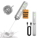 CIRCLE JOY Rechargeable Milk Frother Handheld with Stand, Dual Spring Whisk Head Electric Coffee Frother Foam Maker, Portable Drink Mixer for Cappuccino, Latte, Matcha, Black