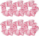 Axooms 6-Piece Satin Silk Scrunchie Set, Soft Ponytail Holders for Women and Girls, 4.3-Inch Pink Hair Ties