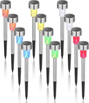 Axooms Solar LED Path Lights - Outdoor Garden Walkway Lawn & Patio Stainless Steel Lights, 12-Pack | Warm White & White LED, Classic Style for Yard, Garden & Patio Decor