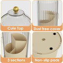 Axooms 360° Rotating Makeup Brush Holder with Sliding Dust Cover, Clear Dust-Resistant Organizer for Vanity and Bathroom, Gray