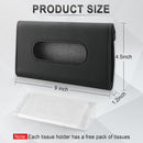 Axooms Car Tissue Box Holder, Sun Visor Mount, Luxury Faux Leather Tissue Cover, Hanging Car Tissue Holder for Rear Seat, Car Interior Accessory (Black)