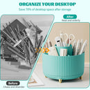 Axooms 360° Rotating Makeup Organizer, 5-Compartment Makeup Brush Holder for Bedroom and Bathroom Vanities, Office Stationery Storage and Desktop Pen Holder, Black