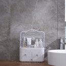 Axooms Large Makeup Organizer with Dustproof Lid and Drawers, Cosmetics and Jewelry Display Box for Dressing Table, Bathroom and Wardrobe, White