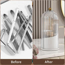 Axooms 360° Rotating Makeup Brush Organizer with Lid, Dustproof & Waterproof - Transparent