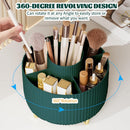 Axooms 360° Rotating Makeup Organizer, 5-Compartment Makeup Brush Holder for Bedroom and Bathroom Vanities, Office Stationery Storage and Desktop Pen Holder, Black