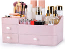 Axooms Large Countertop Makeup Organizer with Drawers for Cosmetics, Skincare, Brushes, Jewelry, and Perfume, White