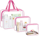 Axooms 3-Piece Clear Travel Toiletry Bag Set, Waterproof PVC Cosmetic and Storage Bags, Black