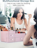 Axooms Large Countertop Makeup Organizer with Drawers for Cosmetics, Skincare, Brushes, Jewelry, and Perfume, White