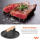 Axooms Cast Iron Grill Press, Heavy Duty Multi-Function - Meat, Sandwich & Bacon Press - Round Burger Maker for Kitchen