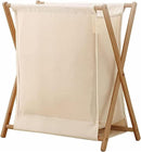 Axooms Bamboo Laundry Sorter Cart - Portable Foldable Clothes Hamper with Removable Liner Bag, X-Frame Design, Bamboo Laundry Organizer for Bathroom