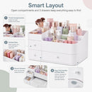 Axooms Large Countertop Makeup Organizer with Drawers for Cosmetics, Skincare, Brushes, Jewelry, and Perfume, White
