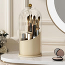 Axooms 360° Rotating Makeup Brush Holder with Sliding Dust Cover, Clear Dust-Resistant Organizer for Vanity and Bathroom, Gray