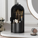 Axooms 360° Rotating Makeup Brush Holder with Sliding Dust Cover, Clear Dust-Resistant Organizer for Vanity and Bathroom, Gray