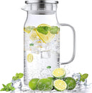 Axooms Glass Pitcher with Lid & Spout – Borosilicate Glass Water Jug for Fridge, Iced Tea, Hot/Cold Water, Coffee, Milk, Lemonade & Juice – 40 oz Small Pitcher with Drip-Free Spout