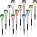 Axooms Solar LED Path Lights - Outdoor Garden Walkway Lawn & Patio Stainless Steel Lights, 12-Pack | Warm White & White LED, Classic Style for Yard, Garden & Patio Decor