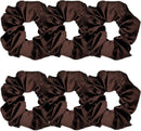 Axooms 6-Piece Satin Silk Scrunchie Set, Soft Ponytail Holders for Women and Girls, 4.3-Inch Pink Hair Ties