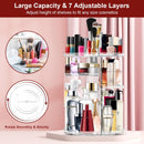 Axooms 360° Rotating Makeup Organizer, Adjustable Cosmetic Storage Rack with Large Capacity and Makeup Brush Holder for Dressing Table (Clear)
