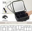 Axooms Travel Makeup Case with LED Mirror, 3 Light Modes, Adjustable Brightness and Removable Dividers