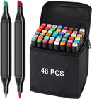 Axooms 48 Dual Tip Art Markers Set for Drawing – Complete Colored Acrylic Marker Set, Washable Brush Tip Color Pens, Non-Toxic Permanent Markers with Double Tip for Kids
