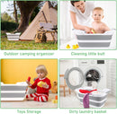 Axooms Foldable Multi-Purpose Pet and Baby Bath Tub with Drain Hole, Portable Plastic Laundry Basket and Storage Basin, Lightweight Space-Saving Design, 60 × 40 × 27.5 cm